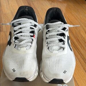 On Cloudmonster 2, Woman's Size 8, White/Black color way